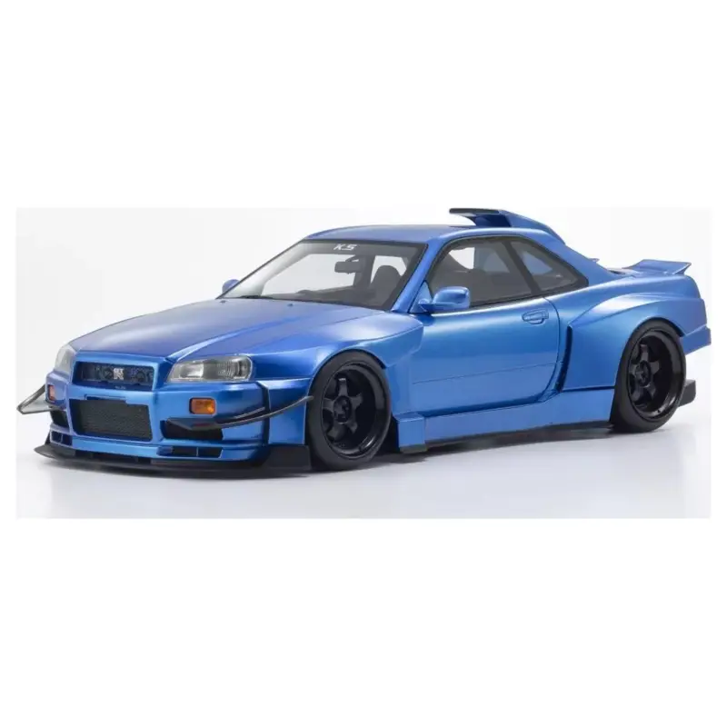 Goedkoop Kyosho 1:18 Samurai Collection Skyline GT-R R34 Khyzyl Saleem Blue
