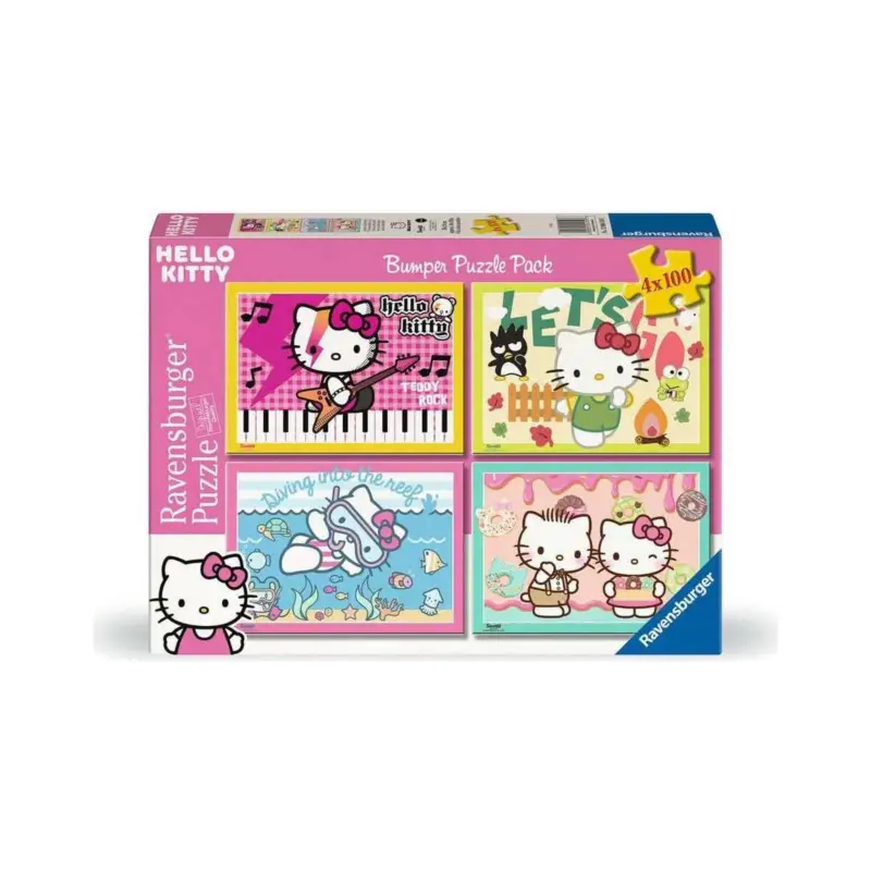 Hello Kitty 4-piece puzzle pack Let's Go, Hello Kitty! (4 x 100 pieces) Puzzel Premium