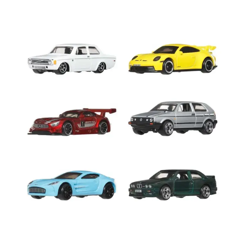 Hot Wheels Silver Series 6-pack of 1/64 scale die-cast vehicles, Euro Style Direct Beschikbaar