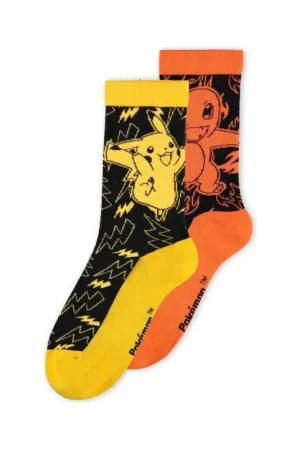 Pokémon pack of 2 pairs of Crew socks, sizes 39-42 Snelle Levering