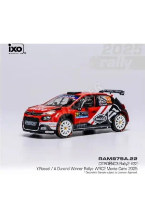 Citroën c3 rally2 22 rossel/dunand wrc rally monte-carlo 2025 Miniatuur Alleen Vandaag