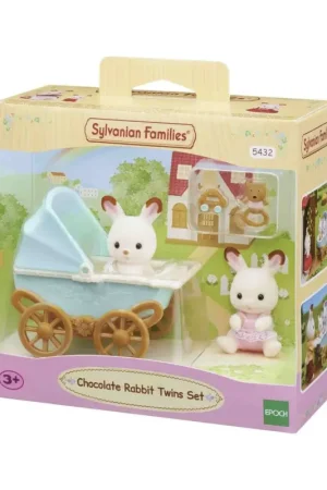 Sylvanian Families: Chocolate Rabbit Twins with Stroller Set Shop Nu