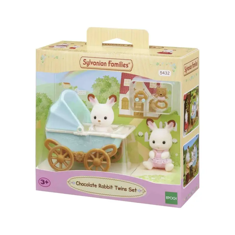 Sylvanian Families: Chocolate Rabbit Twins with Stroller Set Shop Nu