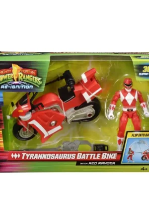 Laatste Versie Power Rangers Battle Bike vehicle Tyrannosaurus Rex with Red Ranger 18 cm Figuurtje
