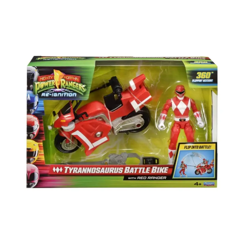 Laatste Versie Power Rangers Battle Bike vehicle Tyrannosaurus Rex with Red Ranger 18 cm Figuurtje