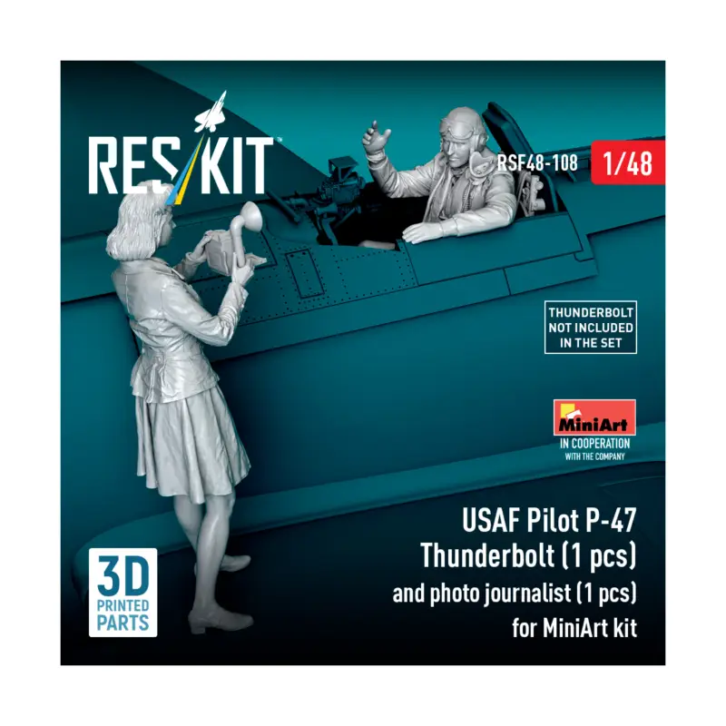 Bestel Nu USAF Pilot P-47 Thunderbolt (1 pcs) and photo journalist (1 pcs) for MiniArt kit (3D Printed)