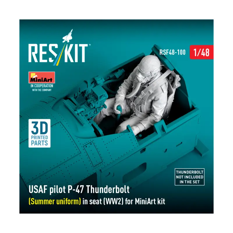 Op = Op USAF pilot P-47D Thunderbolt (Summer uniform) in seat (WW2) for MiniArt kit (3D Printed)