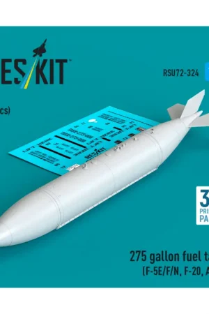 275 gallon fuel tank (F-5E/F/N, F-20, AT-3) (1 pcs) (3D Printed) Gratis Retour