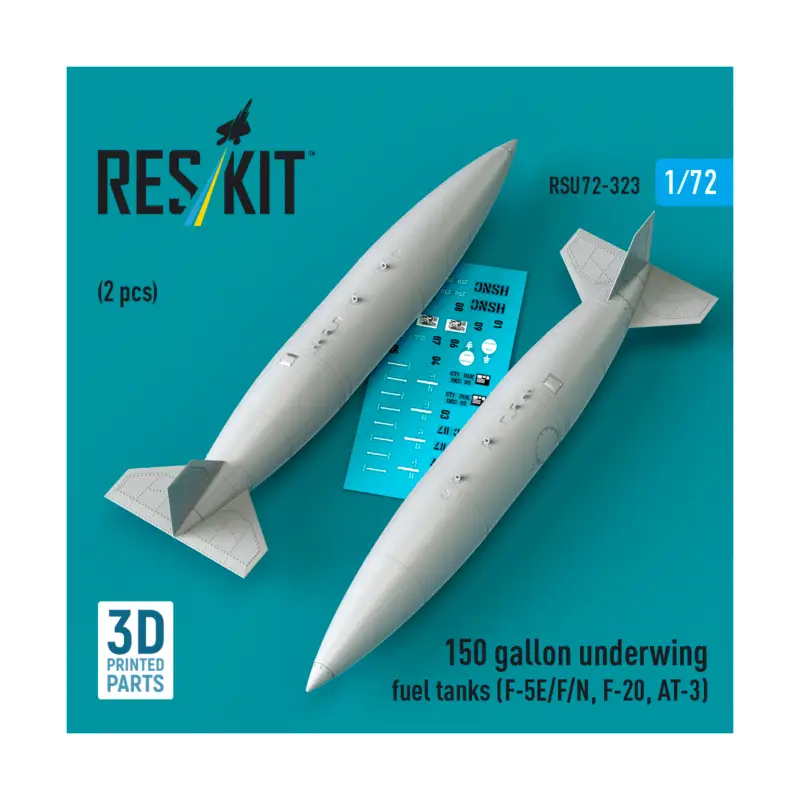 150 gallon underwing fuel tanks (F-5E/F/N, F-20, AT-3) (2 pcs) (3D Printed) Beperkte Voorraad