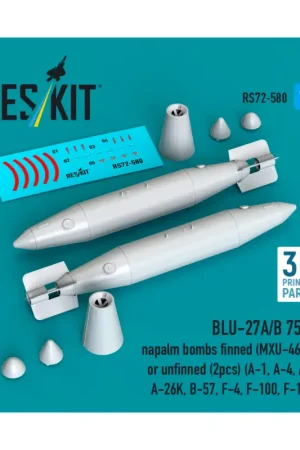 Rechtstreeks Van De Fabrikant BLU-27A/B 750lb napalm bombs finned (MXU-469/B) or unfinned (2pcs) (A-1, A-4, A-7, A-26K, B-57, F-4, F-100, F-105 ) (3D Printed)