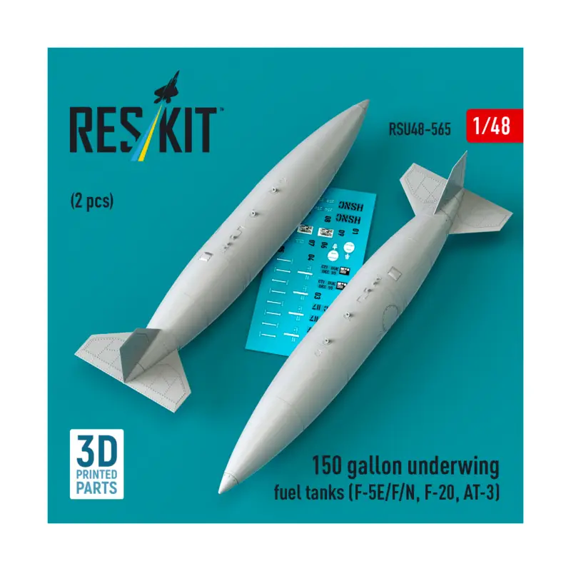 Superprijs 150 gallon underwing fuel tanks (2 pcs) (F-5E/F/N, F-20, AT-3) (3D Printed)