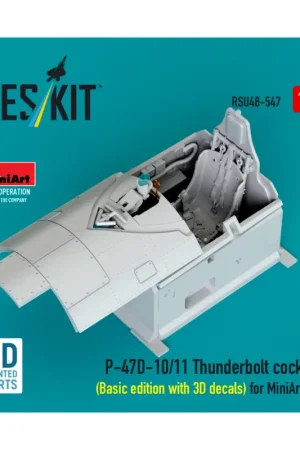 Tijdelijk Beschikbaar P-47D-10/11 Thunderbolt cockpit (Basic edition with 3D decals) for MiniArt kit (3D Printed)