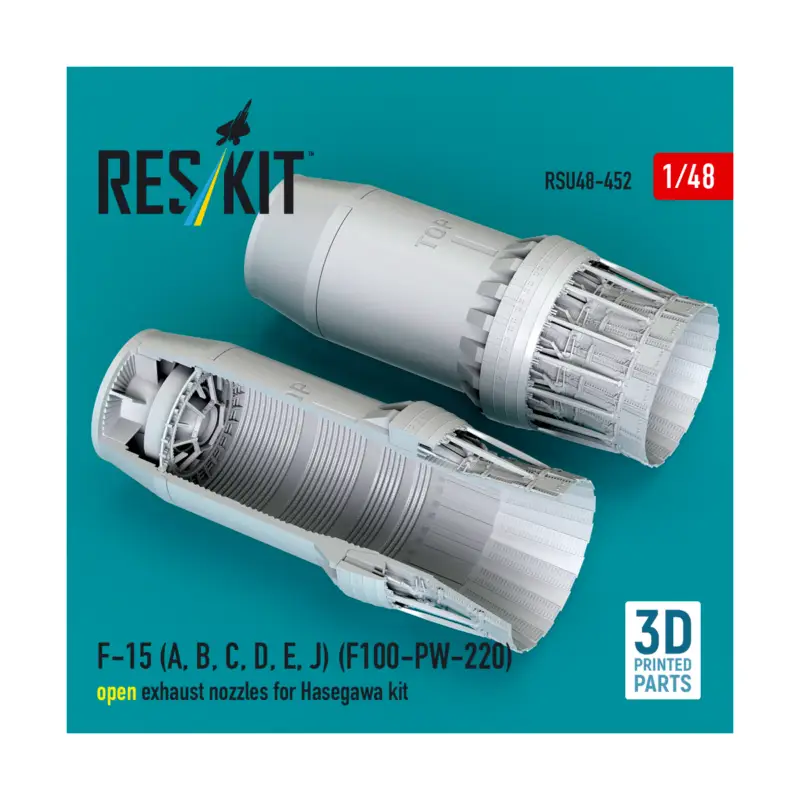 Goedkoop F-15 (A, B, C, D, E, J) (F100-PW-220) open exhaust nozzles for Hasegawa kit (3D Printed)