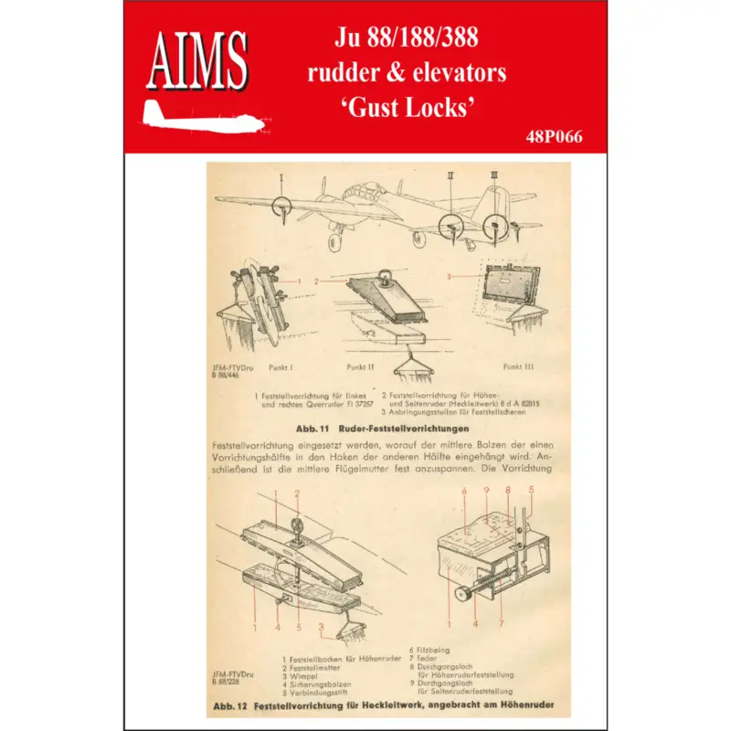 Flitsaanbieding Junkers Ju-88 / Ju-188 / Ju-388 rudder and elevators Gust Locks