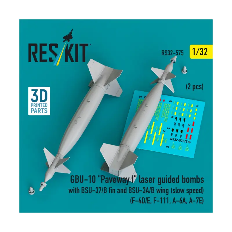 Beste Prijs GBU-10 'Paveway I' laser guided bombs with BSU-37/B fin and BSU-3A/B wing (slow speed) (2 pcs) (F-4D/E, F-111, A-6A, A-7E) 3D-Pr