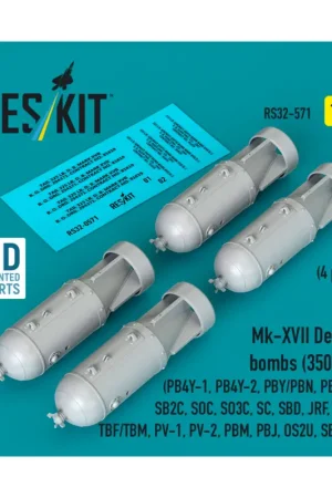 Superprijs Mk-XVII Depth bombs (350 lb) (4 pcs) (PB4Y-1, PB4Y-2, PBY/PBN, PB2Y, SB2C, SOC, SO3C, SC, SBD, JRF, J4F, TBF/TBM, PV-1, PV-2, PB