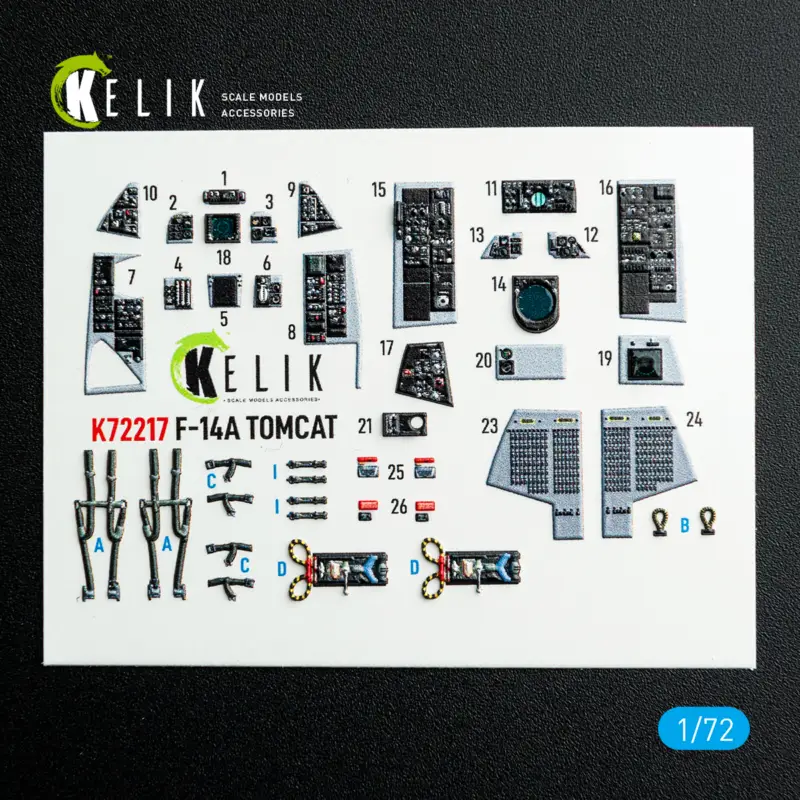 F-14A Tomcat - interior 3D decals for HobbyBoss kit Beperkte Voorraad