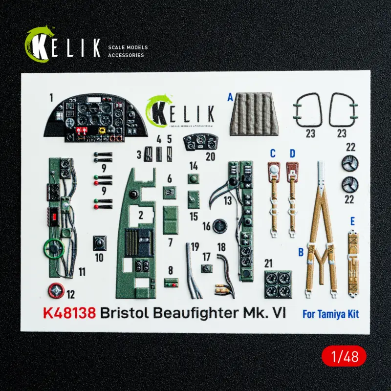 Superprijs Bristol Beaufighter Mk.VI - interior 3D decals for Tamiya kit