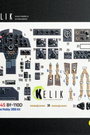 Lage Kosten Messerschmitt Bf-110D - interior 3D decals for Dragon/Hobby 2000 kit