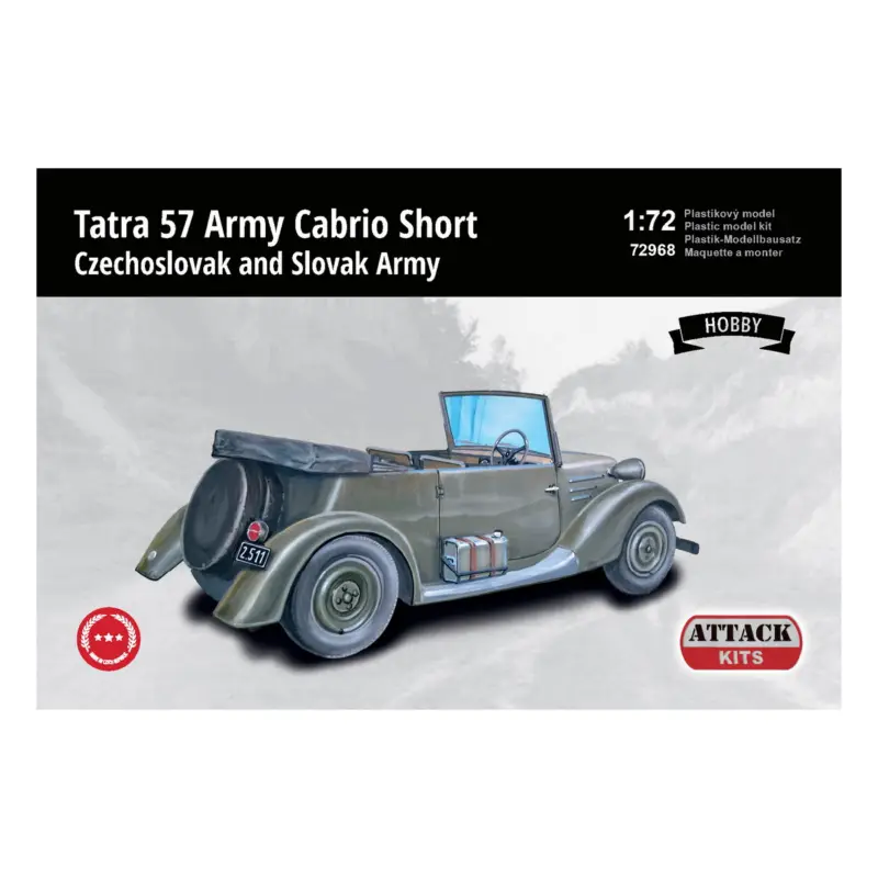 Tatra 57 Army Cabriolet Short (Hobby Line) plastic parts only Schaalmodel Direct Beschikbaar