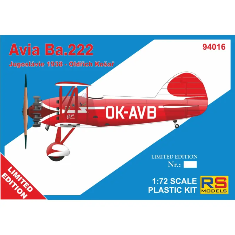 Tijdelijk Beschikbaar Avia Ba.222 1 decal v. for Czechoslovakia RP+PE Schaalmodel