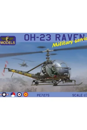 OH-23 Raven Military service plastic kit with clear injected canopies and 6 decal options ((2x US Army Vietnam, Spanish AF, US A Lage Prijs