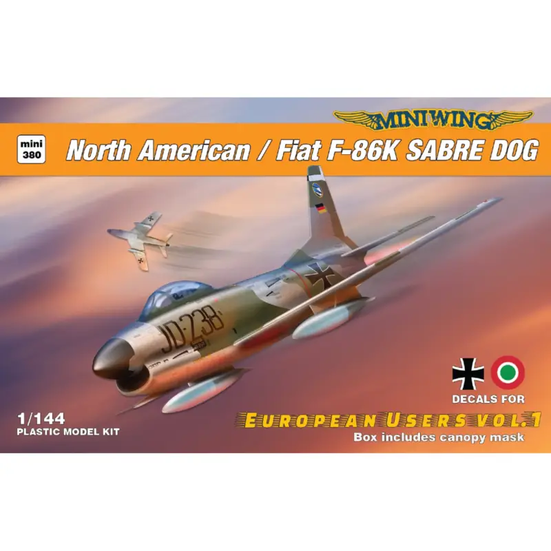 North-American/Fiat F-86K SABRE DOG (ex OzMods) German and Italy decals with canopy paint mask Koop Vandaag