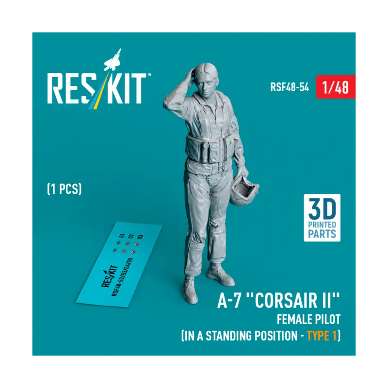 Gecertificeerd A-7 'Corsair II' female pilot (in a standing position - type 1) (1 pcs) (3D Printed) Figuren