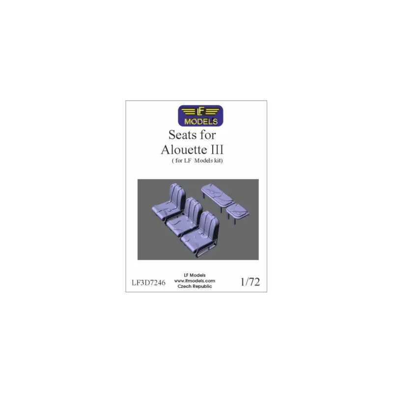 Seats for Alouette III 3D printed accessories for Alouette III of LF Models kits. Lage Kosten