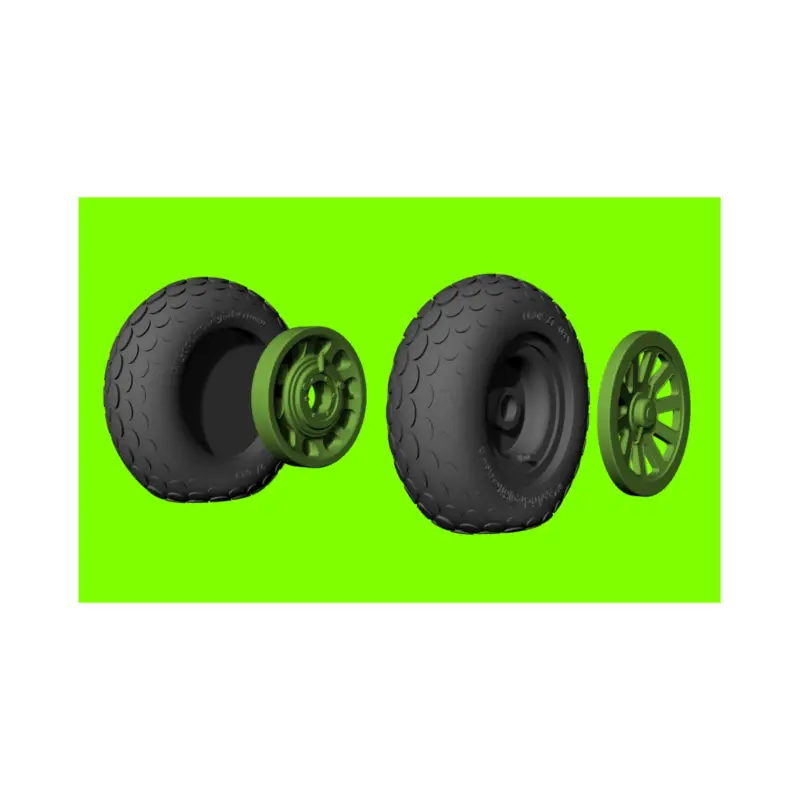 Veilige Betaling North-American P-51D Mustang wheels with weighted effect tyres with oval tread pattern and separate 3d-printed hubs (designed to