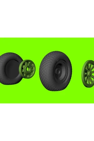 Speciale Aanbieding North-American P-51D Mustang wheels with weighted effect tyres with cross tread pattern and separate 3d-printed hubs (designed t