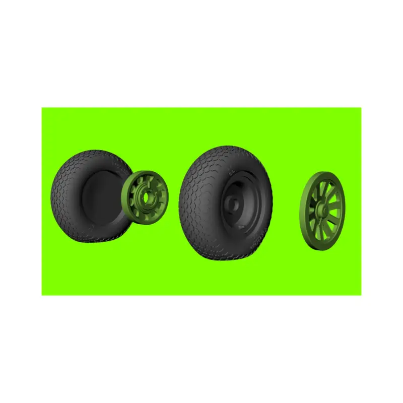 Speciale Aanbieding North-American P-51D Mustang wheels with weighted effect tyres with cross tread pattern and separate 3d-printed hubs (designed t