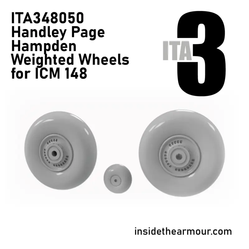 Handley-Page Hampden B Mk.I weighted wheels (designed to be used with ICM UK kits) 3D-Printed Populair
