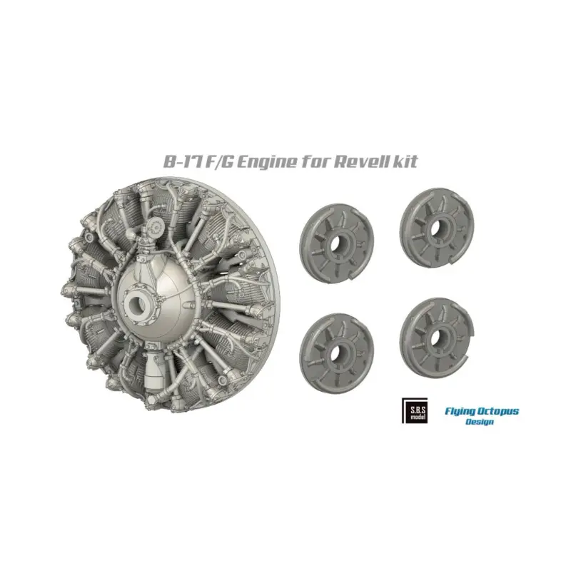 Boeing B-17F/B-17G Flying Fortress engine set (designed to be used with Revell kits) 3D printed resin Laatste Versie