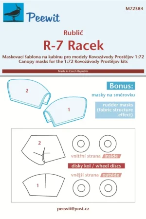Beperkt Aanbod Rublic R-7 'Racek' (Gull) (designed to be used with Kovozavody Prostejov kits) includes bonus: masks for the rudder and ailerons
