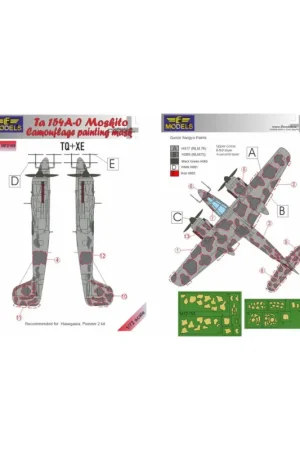 Focke-Wulf Ta-154 Moskito camouflage pattern paint mask (designed to be used with Hasegawa and PM Models kits)[Ta-154A-0] Finale Uitverkoop