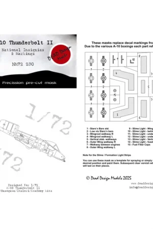A-10 Thunderbolt National Insignia paint masks HAS/GWH Speciale Aanbieding