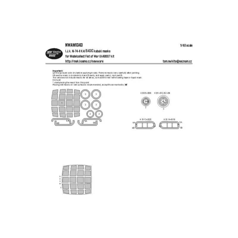 Lage Kosten I.J.A. Ki-74-II KAI BASIC kabuki masksaircraft canopy, wheels, air intakes (designed to be used with Modelcollect kits)