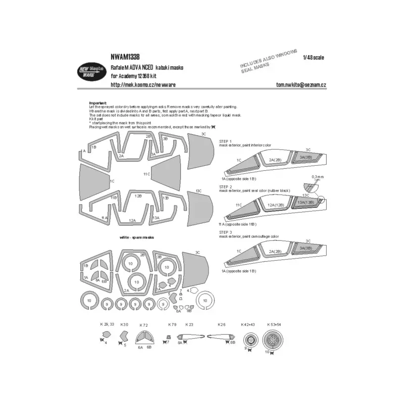 Rechtstreeks Van De Fabrikant Dassault Rafale M ADVANCED kabuki masks aircraft canopy including seals, other clear parts, wheels (designed to be used with Aca