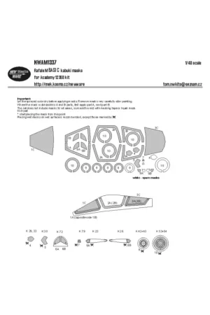 Dassault Rafale M BASIC kabuki masks aircraft canopy, other clear parts, wheels (designed to be used with Academy kits) Hete Deal