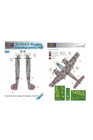 Focke-Wulf Ta-154 Moskito camouflage pattern paint mask (designed to be used with Dragon, Monogram Promodeller and Revell kits)[ Hoge Kwaliteit