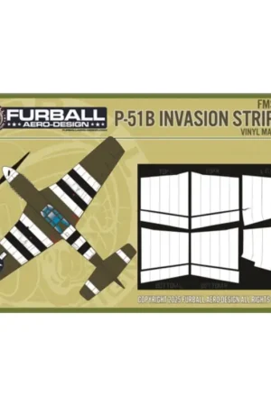 North-American P-51B Invasion Stripes Masks” make painting D-Day invasion stripes on your 1/48 P-51Bs a breeze. Masks for full a Betaalbaar