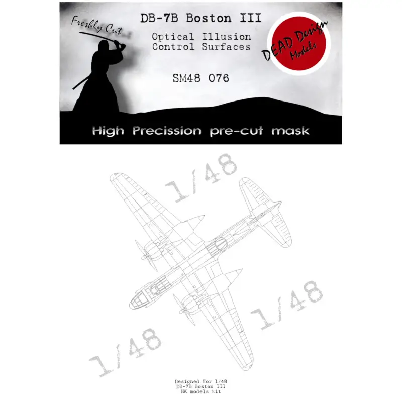 Betrouwbaar DB-7 Boston 3D effect/optical illusion paint mask for control surfaces (designed to be used with Hong Kong Models kits)