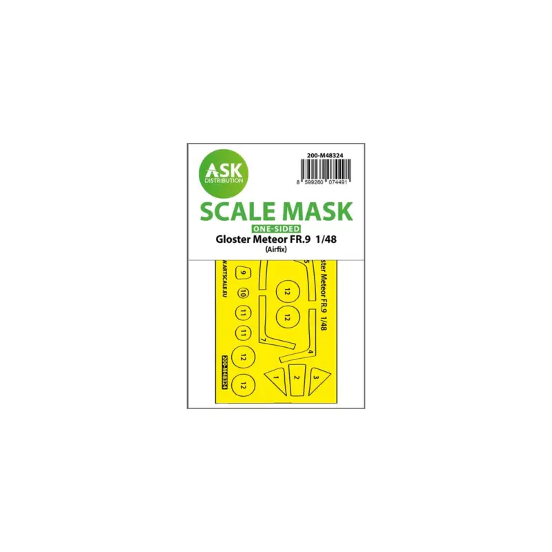 Gratis Retour Gloster Meteor FR.9 one-sided self-adhesive fit mask of clear parts and wheel masks for Airfix kit