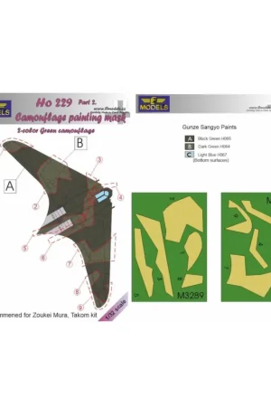 Horton Ho-229A Part 2 camouflage pattern paint mask (designed to be used with Takom and Zoukei-Mura kits) Bestseller
