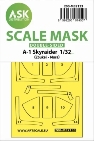 Populair Douglas A-1 Skyraider double-sided express fit and self adhesive mask (designed to be used with SWS Zoukei-Mura kits)