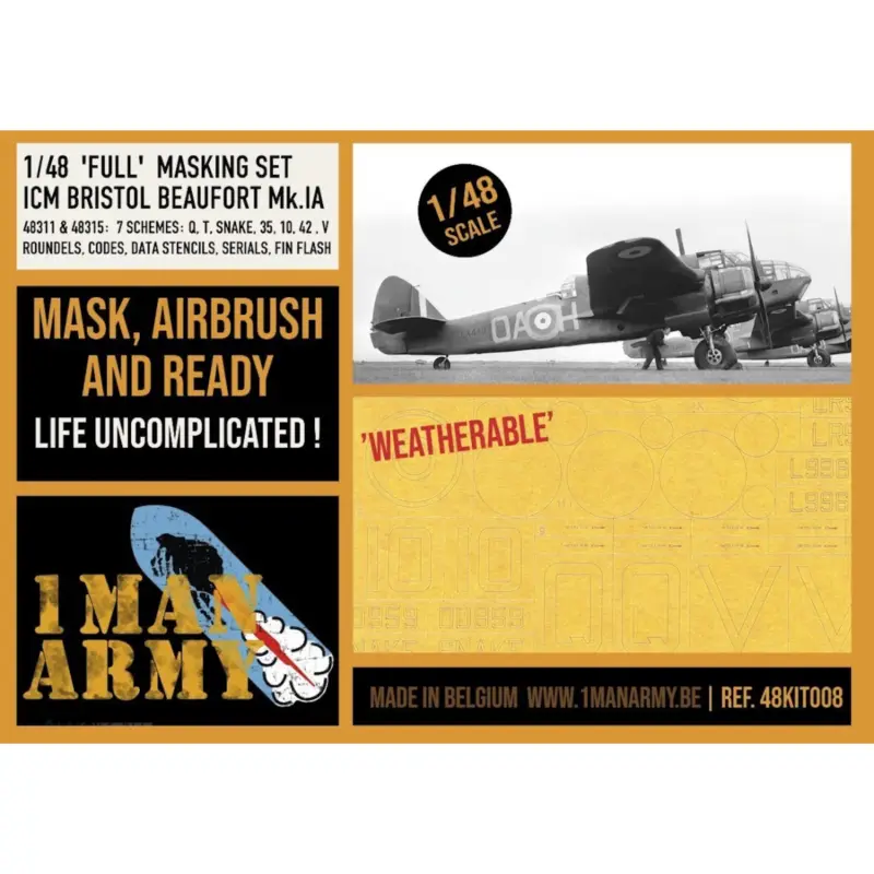 Meest Verkocht Bristol Beaufort HIGH DEFINITION airbrush masks Covering everything you need as to apply roundels, code letters, serials, fin fl