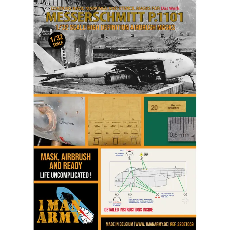 Messerschmitt P.1101 contains high definition stencilling and basic national insignia paint masks (designed to be used with Das Bestel Nu