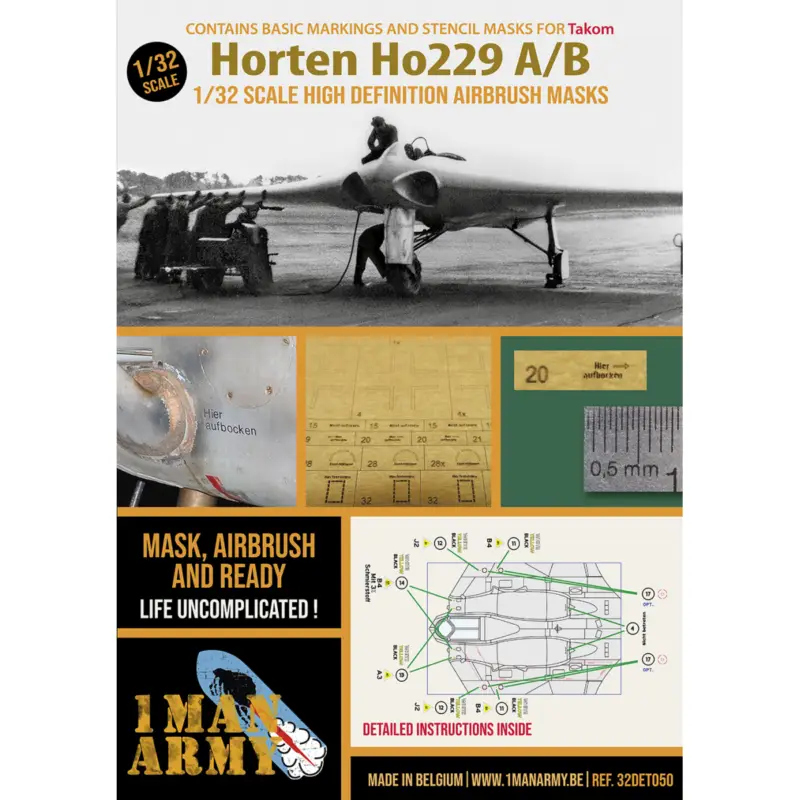 Weekendaanbieding Horten Ho-229A/B (contains high definition stencilling and basic national insignia paint masks (designed be used with Takom kits
