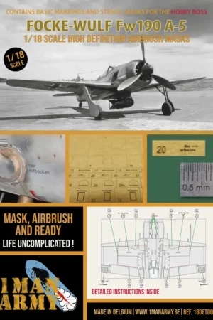 Koop Vandaag Focke-Wulf Fw-190A-5 high definition stencilling and national insignia paint masks (designed to be used with Hobby Boss kits)